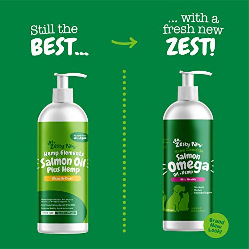 Zesty Paws Salmon Omega Oil + Hemp for Dogs & Cats - with Wild Al...