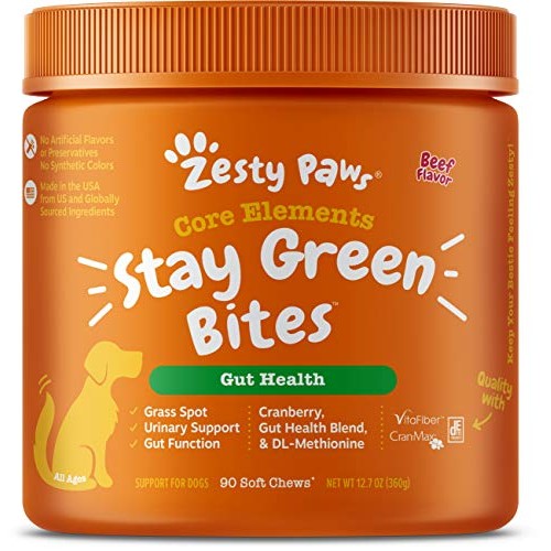 Zesty Paws Stay Green Bites for Dogs - Grass Burn Soft Chews for ...