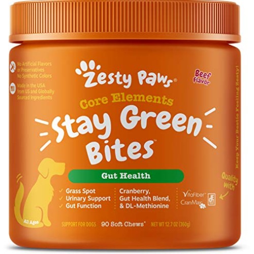 Zesty Paws Stay Green Bites for Dogs - Grass Burn Soft Chews for ...