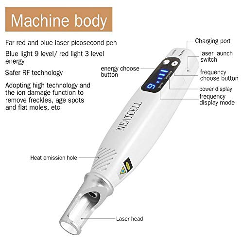LED Picosecond Pen With Protector Eyeglass, 9 Gear Handheld Blu-r...