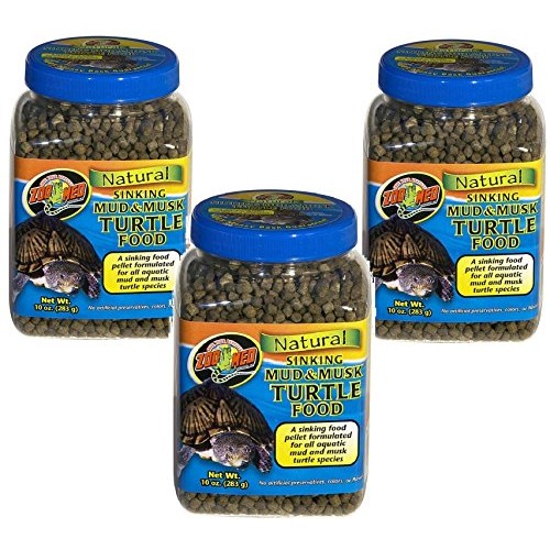 3 Pack Zoo Med Natural Sinking Mud Musk Turtle Food: 10-Ounce each
