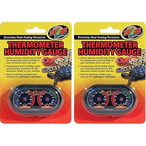 2 Pack Zoo Med Economy Analog Dual Thermometer and Humidity Gauge