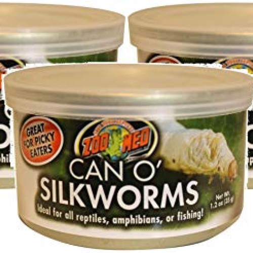 Zoo Med 3 Pack of Can O Silkworms, 1.2 Ounces Per Can