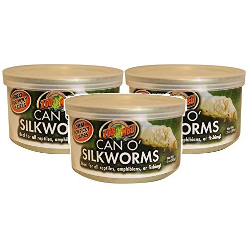 Zoo Med 3 Pack of Can O Silkworms, 1.2 Ounces Per Can