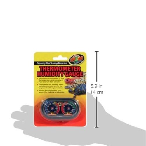 Zoo Med Economy Analog Dual Thermometer and Humidity Gauge, 6 x 4