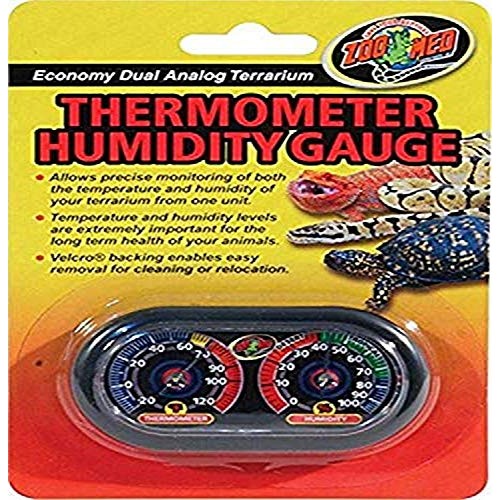 Zoo Med Economy Analog Dual Thermometer and Humidity Gauge, 6 x 4