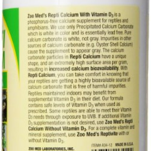 Zoo Med Reptile Calcium with Vitamin D3, 12-Ounce