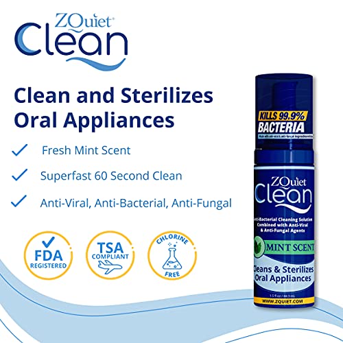 ZQUIET Clean, Foaming Oral Device Cleaner 1.5oz. Bottle – Antib...
