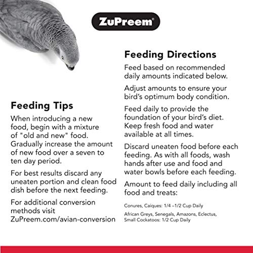 ZuPreem Natural Bird Food Smart Pellets for Parrots and Conures -...