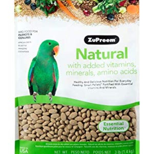 ZuPreem Natural Bird Food Smart Pellets for Parrots and Conures -...