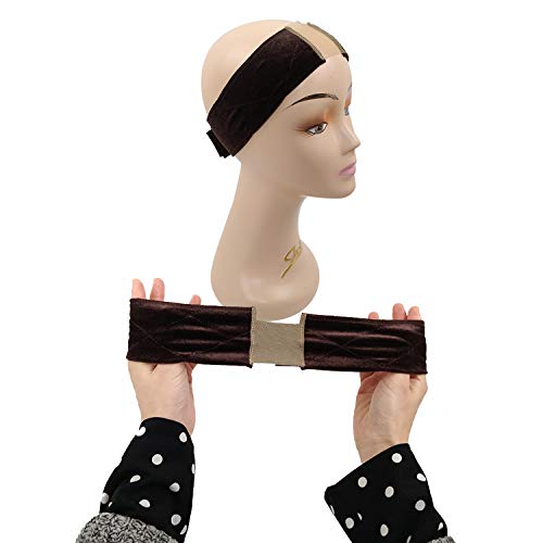 2PCS Grip Bands, Elastic Lace and Velvet Wig Head Hair Bands, Non...