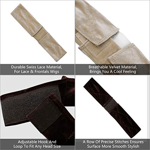2PCS Grip Bands, Elastic Lace and Velvet Wig Head Hair Bands, Non...