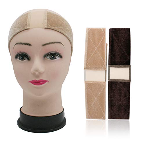 2PCS Grip Bands, Elastic Lace and Velvet Wig Head Hair Bands, Non...